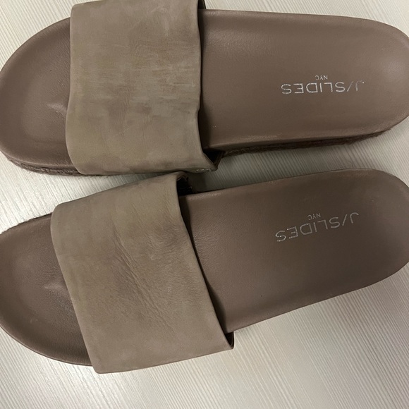 Brand new JSlides sandals. Taupe color leather suede. - Picture 5 of 7